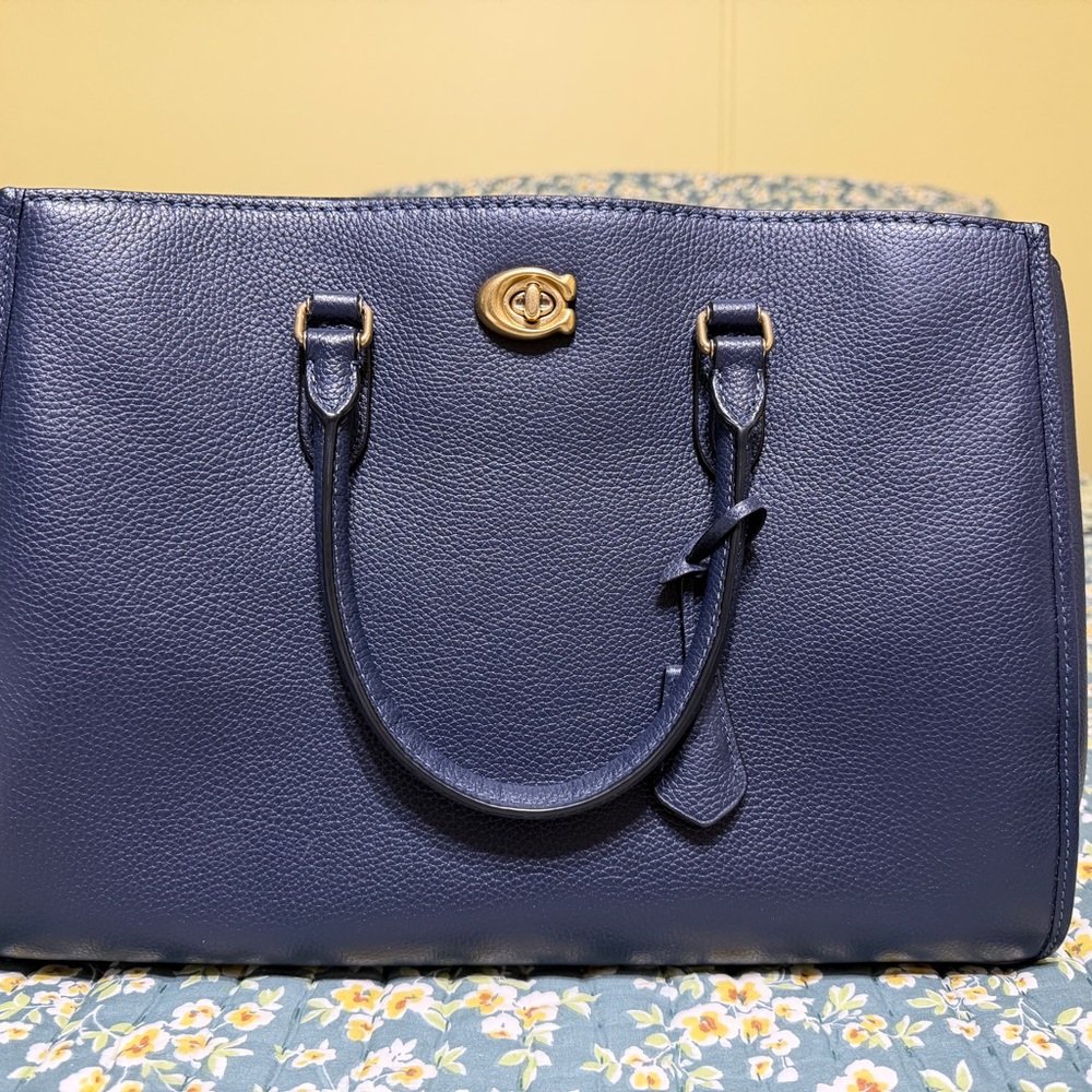 Coach - Brooke Carryall - Elegant Navy Blue Leather Handbag